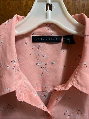 ATTENTION Peach Blush Floral Collared Shirt